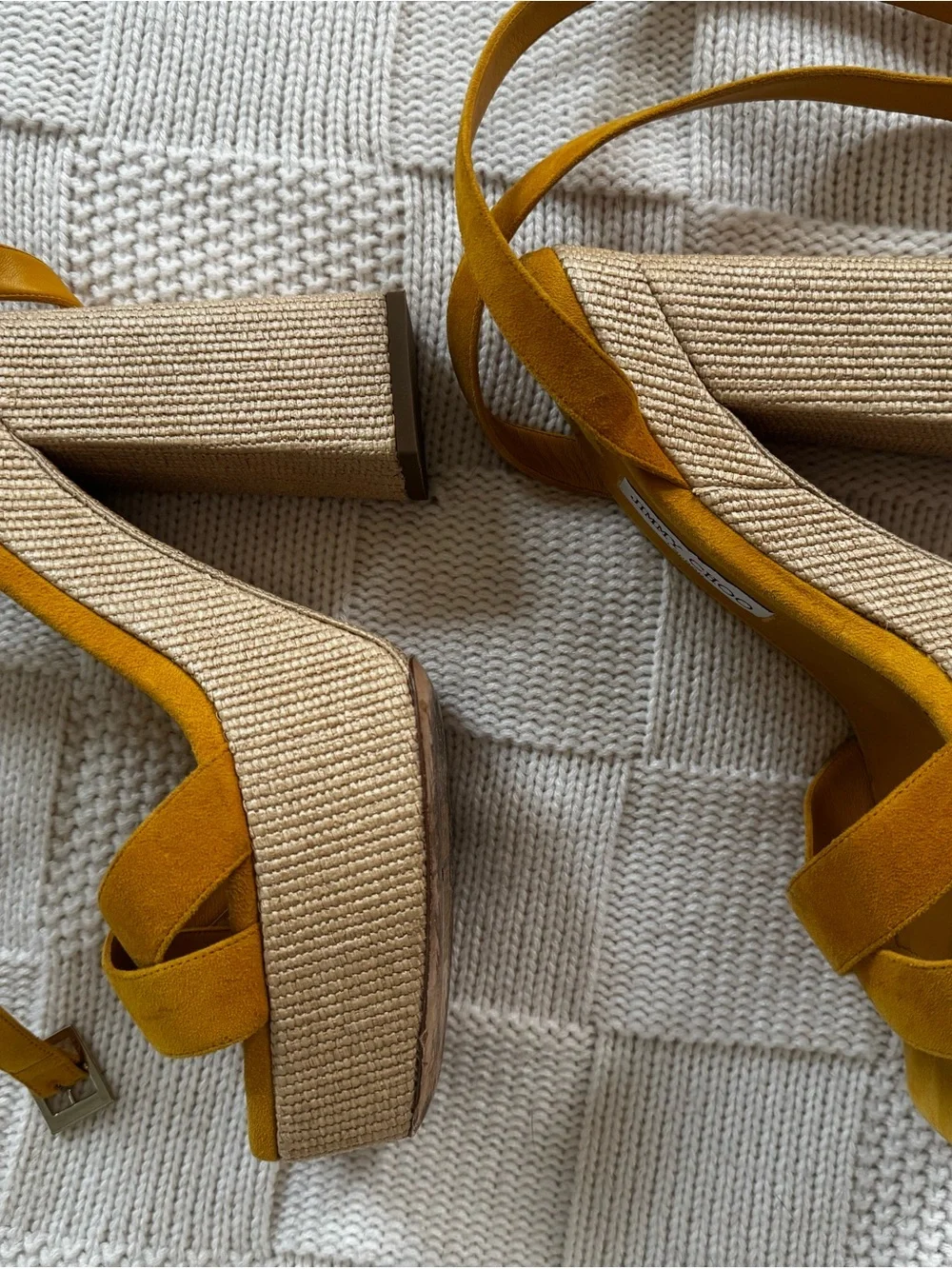 Jimmy Choo Mustard Suede Platform Sandals
